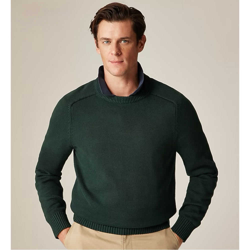 J. Crew Heritage Cotton Crewneck Sweater Green